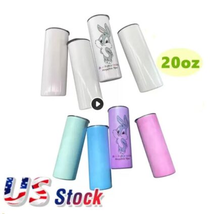 Купить USA STOCK! 20oz Straight Sublimation Tumblers Stainless Steel Blank White Water Bottle Dinkware In Stock C0417