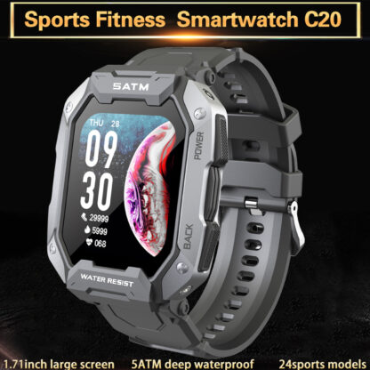 Купить Smart watch C20 SmartWatch Android Men Women Sports Fitness Tracker 1.71inch 280*320pixel RAM512 ROM512 380mAh IP68 Custom Dial 28Sports Modes 5ATM Deep Waterproof
