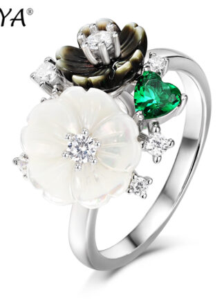Купить LAYA Cluster Ring For Women 925 Sterling Silver High Quality Zircon Natural Shell Flower Bridal Luxury Original Modern Jewelry 2022 Trend
