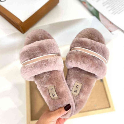 Купить Slippers High version u home slippers for four seasons wear plush women to keep warm and comtable open toe solid color simple UOVI