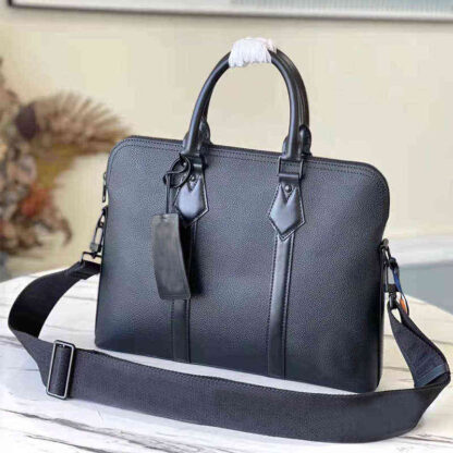 Купить Briefcases Men Designer Business genuine leather Bag Owhide Laptop Bags Zipper Letter Canvas Interior Slot Pocket Waterproof handbag 1YI8