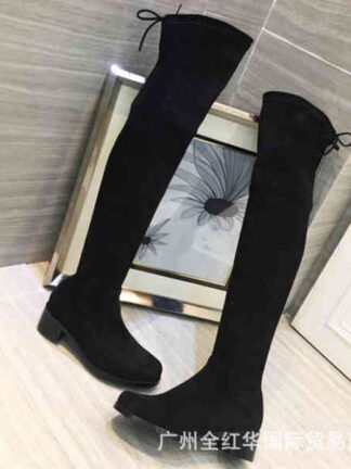 Купить Boots High quality boots spring and autumn elastic high suede knee thin