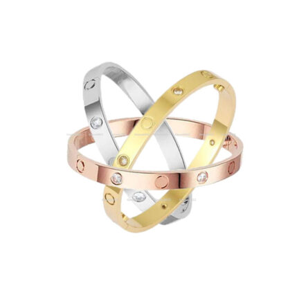 Купить Love Bracelet Bangles Women Men 4CZ Titanium Steel Screw Screwdriver Bracelets Gold Silver Rose Nail Diamond Bracelet Jewelry with velvet bag AAAD1033 16--22