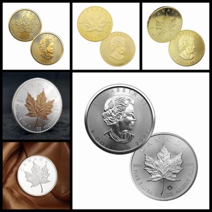 Купить 10pcs Non Magnetic Canadian Maple Leaf 1oz Silver&Gold Commemorative Coin Collection Gift