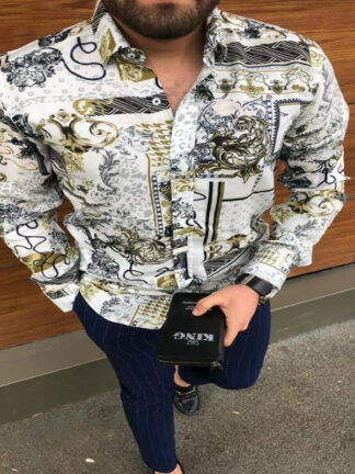 Купить mens casual shirts lapel printed bohemian long sleeve camisa plus size 3xl lujo clothing top blusa spring autumn hawaii Homme Clothes factory sale shirt