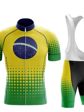 Купить 2022 Team Brazil Summer Black Cycling Short Sleeve Jersey With Bib Shorts Kit