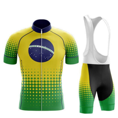 Купить 2022 Team Brazil Summer Black Cycling Short Sleeve Jersey With Bib Shorts Kit