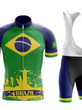 Купить 2022 Team Brazil Summer Black Cycling Short Sleeve Jersey And Bib Shorts Set