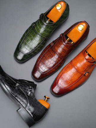 Купить Men Shoes New Fashion Handmade Pu Leather Slip-on Dress Casual Stylish All-match Monk Strap Zapatos De Hombre HB261
