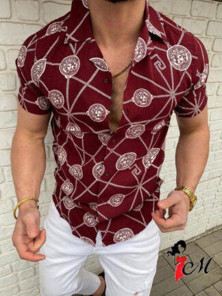 Купить Man Casual Shirts Blouse Chic Fashion Handsome Tops Streetwear Camisas Clothes summer short sleeve big size 3xl 2xl men tops Outfit Luxurys polo button beach shirt