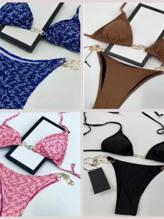 Купить Fashion Bikini Designers ladies Bikinis G Chain black Women Swimsuits bikini set Multicolors Summer Time Beach Bathing suits Wind Swimwear 2XL