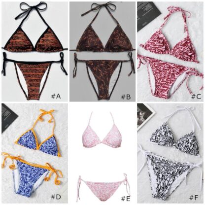 Купить designer beach Bikini set Swimwear Women ladies Fashion swimsuit IN Stock Swimsuit Bandage Sexy Bathing Suits pad Tow-piece 6 Styles Hot Selling