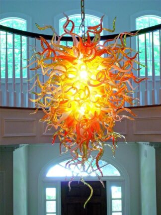Купить 100% Mouth Pendant Lamps Blown-Glass Chandeliers Borosilicate Art Glass Pendant-Lighting Foyer Hall Light Lobby Restaurant Chandelier