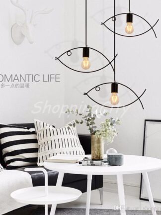 Купить LED Pendant Lights Creative Personality Fish Bar Minimalist Dining Room Nordic Hanging Lamp Droplight Style