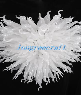 Купить Ceiling Lights Mouth Blown 110v/120v LED Bulbs Large Sweet Chinese Flower Shape White Crystal Chandelier