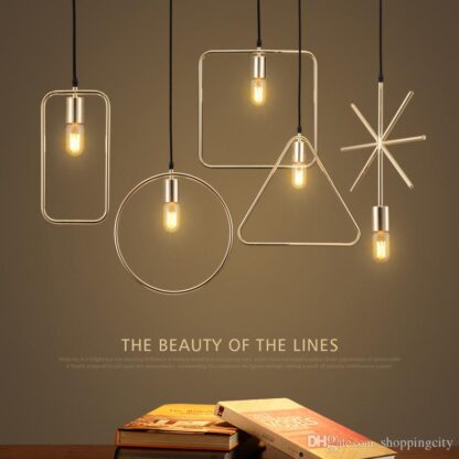 Купить Hot New Simple Geometric Pendant Light Iron Loft Creative Minimalist Lamp Industrial Vintage LED Pendant Lights