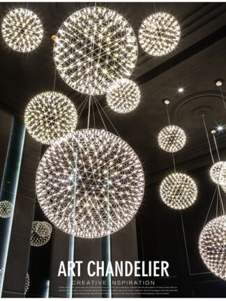 Купить LED Pendant Lamp Light Firework Stainless Steel Ball Chandelier Lights Restaurant Villa Hotel Lighting Living Room