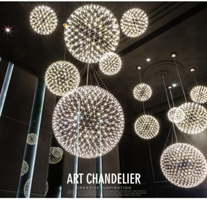 Купить LED Pendant Lamp Light Firework Stainless Steel Ball Chandelier Lights Restaurant Villa Hotel Lighting Living Room