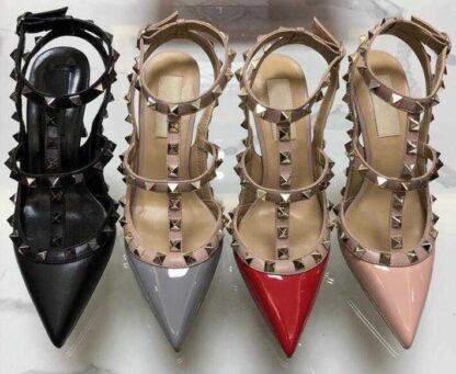 Купить 2019 Women Pumps Wedding Shoes Woman High Heels sandal Nude Fashion Ankle Straps Rivets Shoes Sexy High Heels Bridal Shoes