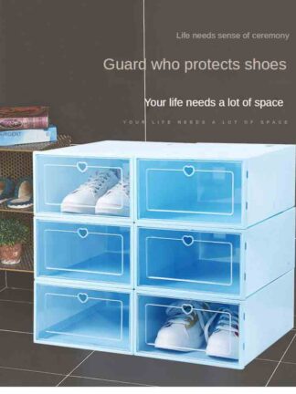 Купить Thicken Plastic Shoe Boxes Clear Dustproof Storage Box Transparent Flip Candy Color Stackable Shoes Organizer Boxes