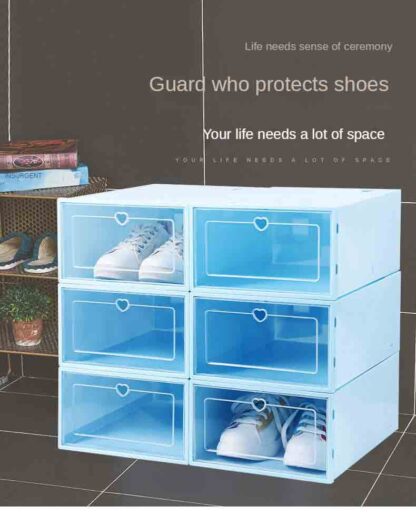 Купить Thicken Plastic Shoe Boxes Clear Dustproof Storage Box Transparent Flip Candy Color Stackable Shoes Organizer Boxes