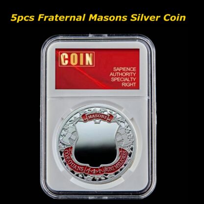 Купить 5pcs Fraternal Order Of Freemasons Masons Craft Coeouans Bonimeliores Silver Metal Plated Souvenir Coin With PCCB BOX