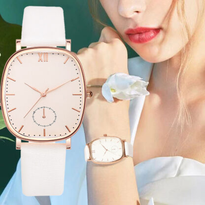 Купить Simple Square Ladies Watch Fashion Casual Ladies Leather Watch White Ladies Quartz Clock Gift Drop Shipping Fashion Accessories