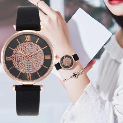 Купить Luxury 2022 Gypsophila Diamond Dial Watch Ladies Fashion Quartz Leather Watch Elegant Ladies Watch Simple Ladies Clock Fashion Accessories