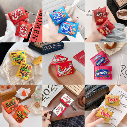Купить 3D AirPods CASES Earphone Accessories Chocolate Candy Chips Silicone Case for AirPod Pro 2 1 Protective Earphone Charging Box