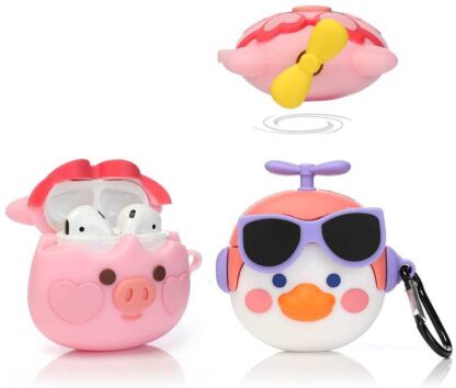 Купить (3 Pack) Bgaanm Cute Silicone Airpods 1/2 Cases Cover with Keychain