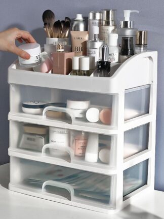 Купить Cosmetic Storage Box Jewelry Container Make Up Case Makeup Brush Holder Transparent Table Drawer Dresser #Cosmetic Box#