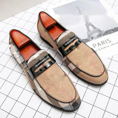 Купить New Loafers Men Shoes Ankle Gingham Slip on Wedding Party Casual Comfortable Fashion Chaussure Homme HM348