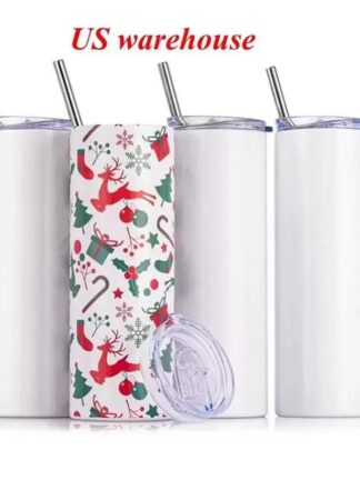 Купить 20oz Tumblers with Lid Plastic Straw Sublimation Water Bottles Blanks Stainless Steel Straight Cups Coffee Mug