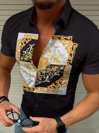 Купить Hawaii shirts for men original fit summer Short sleeve fashion button up homme Vintage beach Print tops designer shirt Graffiti Blouse plus size blusa M-3XL clothes