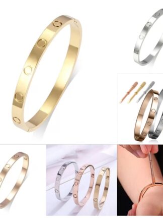 Купить Love bracelet female stainless steel couple Bangle fashion jewelry Valentine's day gift for men and women Bracelets with velvet bag AAA+ car1526
