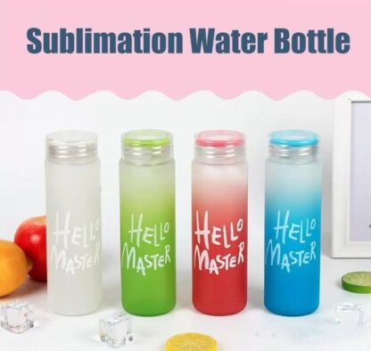 Купить 17oz sublimation frosted gradient glass water bottle color at end matte tumbler heat transfer glass cans beverage juice cups straws FY5084