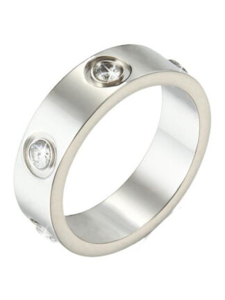 Купить Rose Gold Stainless Steel Crystal wedding Ring Woman Jewelry designer Love Rings Men Promise Titanium Ring For Female Women High quality 6Diamond Rings AAA+ Car1238