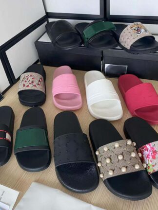 Купить 2022 Designer Slides Women Man Slippers Luxury Sandals Brand Sandals Real Leather Flip Flop Flats Slide Casual Shoes