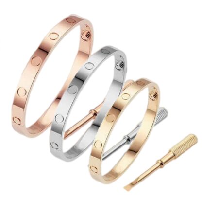 Купить Women Lovers Bracelet Silver Gold Bangles Men Luxury designer Jewelry titanium steel couple simple bolt driver nail screw 10 diamond custom cuff bracelets AAD1626