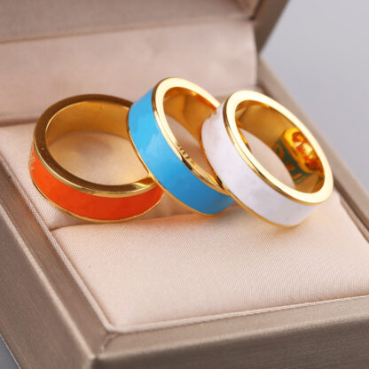 Купить Tag charm classic Fashion Designers Luxury Ring High Quality Womens Rings Two Tone Enamel Stainless Steel Jewelry