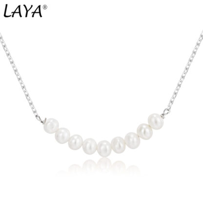 Купить LAYA Natural Baroque Pearl Beaded Necklace For Women 925 Sterling Silver Fashion Elegant High Quality Fine Jewelry 2022 Trend