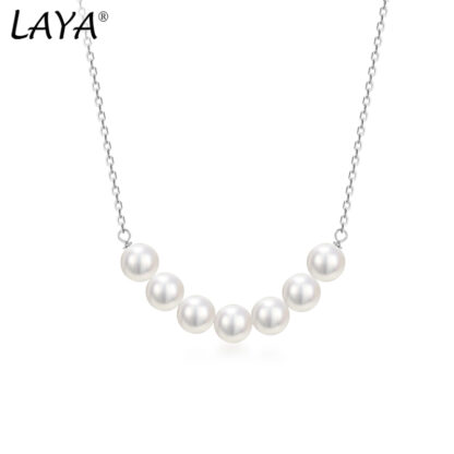 Купить LAYA Natural Freshwater Pearl Beaded Necklace For Women 925 Sterling Silver Fashion Elegant High Quality Fine Jewelry 2022 Trend
