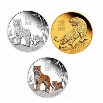 Купить 10pcs Non Magnetic Craft Australia Zodiac Animal Year Of The Tiger Silver &Gold Plated Coin 1Oz Painted Commemorative Medal Collection