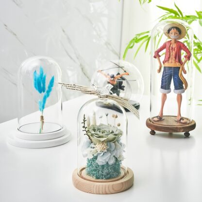 Купить # Novelty Items # Modern Handcraft Glass Dome Cover Dry Flower Vase With Wood Cork Base Landscape Figures Model Display Artwork Apr.