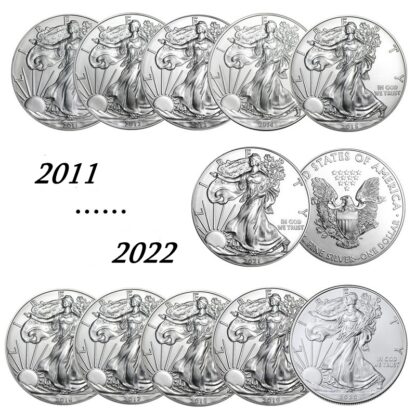 Купить 10pcs Non Magneitc Craft US Statue Of Liberty 2011-2021 Eagle Coin Commemorative Stamp Foreign Currency