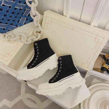 Купить Boots High end canvas shoes women's high top muffin thick soled dad men's heightening couple's small white autumn Martin boots