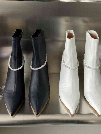 Купить Boots High end autumn winter song Qian same fashion pointed chain high heel short boots women's single thin