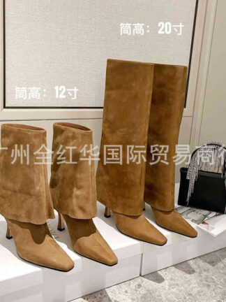 Купить Boots High end quality autumn and winter thin heels high pointed pants boots frosted cow leather tube female source standard