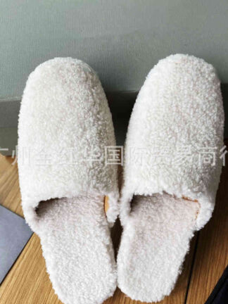 Купить Slippers High quality spring round head sewing shoes low top flat heel home Plush uniform size white solid color small