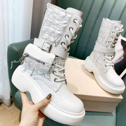 Купить Boots Net red same autumn and winter fashion motorcycle boots belt buckle thick bottom muffin short small medium Martin